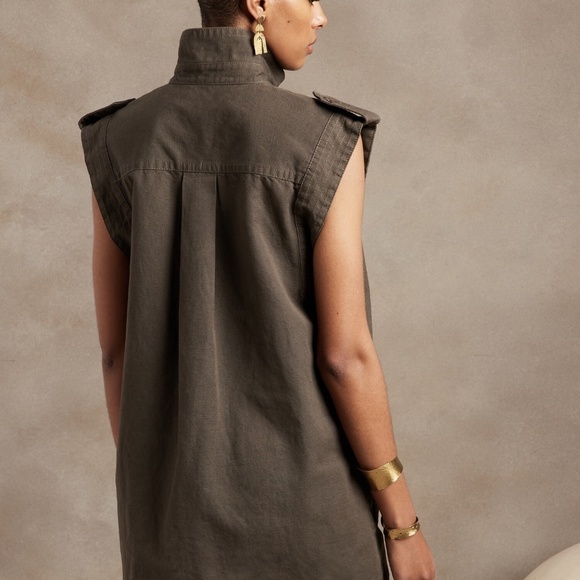 Banana Republic Utility Mini Dress Deep Brown XS - Picture 3 of 4